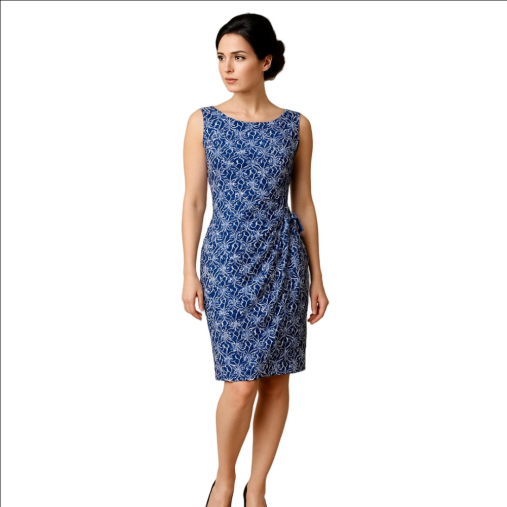 DIANE VON FURSTENBURG Size 6 New Della Dress, Lace Petals pattern, sarong sheath